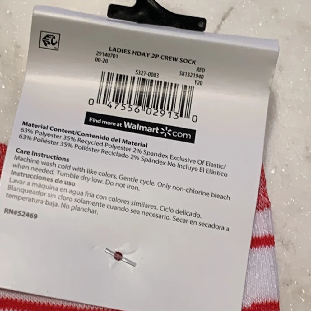 Holiday Time Ladies 2 Pack Crew Socks